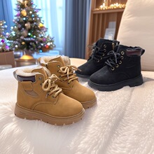 百搭舒适儿童马丁靴软底男女童短靴冬季大棉保暖鞋儿童皮靴加厚款