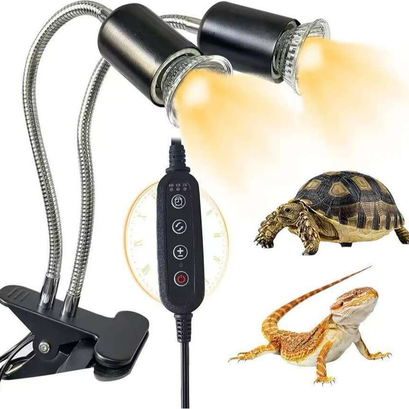 In-Stock Supply of Dual-Head Turtle Basking Lamp, Tortoise Timer-Controlled Calcium Supplementing and Warming Lamp, Pet Basking and Heating Lamp In-Stock Supply of Dual-Head Turtle Basking Lamp, Tortoise Timer-Controlled Calcium Supplementing and Warming Lamp, Pet Basking and Heating Lamp
