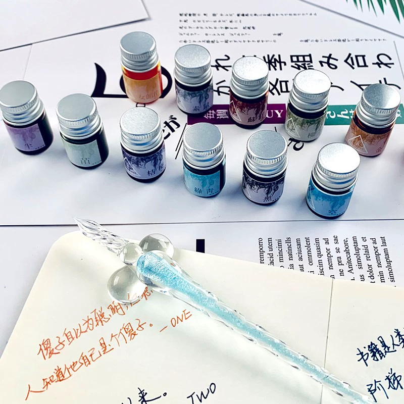 Pen, glass ink, set, starry sky, gift box