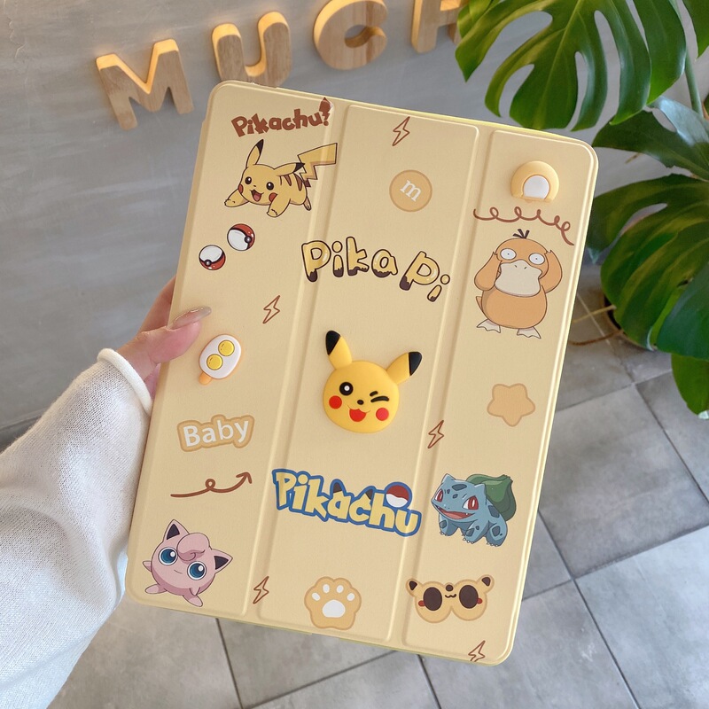 New Model Suitable for iPad Apple Tablet Protective Leather Case 3D Cute Cartoon Anti-Fall Protective Case with Pen Slot