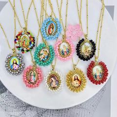 欧米のファッションの金色の手織りの小さい米の玉の楕円の人物のペンダントの女性のアクセサリーの個性のオリジナルのネックレスのペンダント