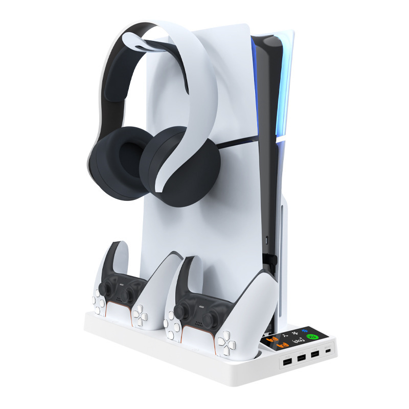 PS5Pro host multi-function cooling base P5Slim game handle two-seat charging headset rack storage PS5Pro host multi-function cooling base P5Slim game handle two-seat charging headset rack storage