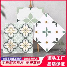 600x600法式风花砖厨卫地砖阳台瓷砖绿色女装店哑光全瓷商铺