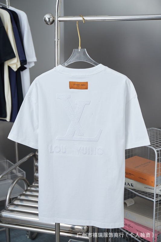 クロスボーダー正規版 Lujia 25ss 刺繍文字ロゴ半袖男女同型ラウンドネック T シャツ、ゆったりと多用途|undefined