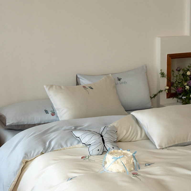 Summer Romantic Butterfly Tencel Duvet Cover Set Double Sided_voghion.com