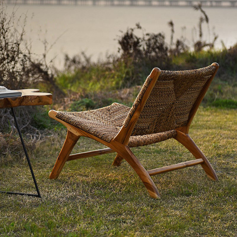Silla de caña sofá individual silla de ocio silla de madera maciza respaldo balcón vivienda tronco silla de viento tranquilo vivienda sala de estar