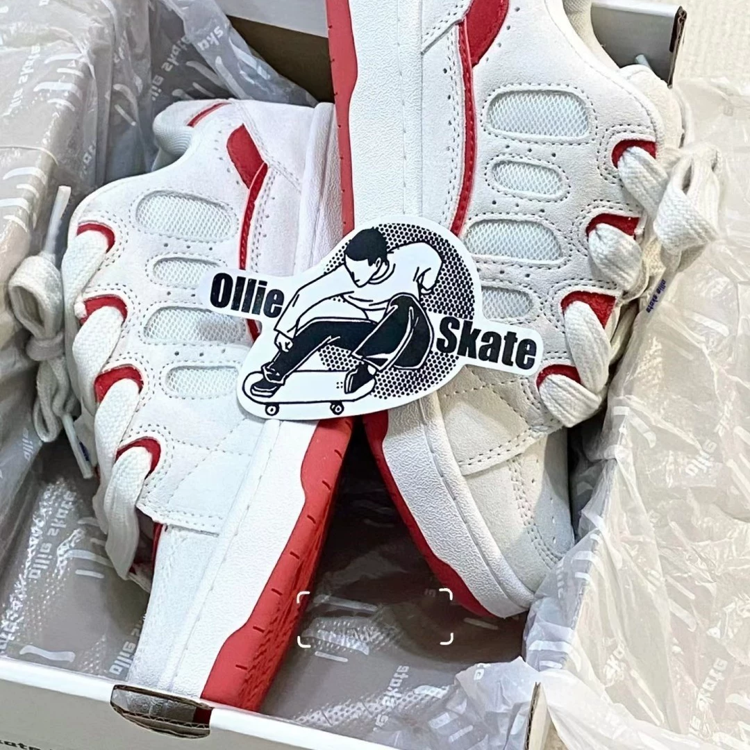 Упрямый оллиескат холодная липкая хлебная обувь красно-белый контрастный цвет сшивания осень-зима BAKE мужская и женская национальная приливная обувь для скейтборда