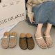 Thick-Soled Birkenstock Shoes Fishnet Toe-Cap Half Slippers for Women Summer Outer Wear 2025 New Style Slip-On Cut Out Mesh Sandals