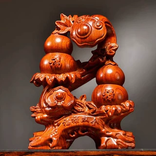 花梨木雕福禄葫芦摆件实木雕刻客厅家居福禄双全装饰送礼工艺礼品