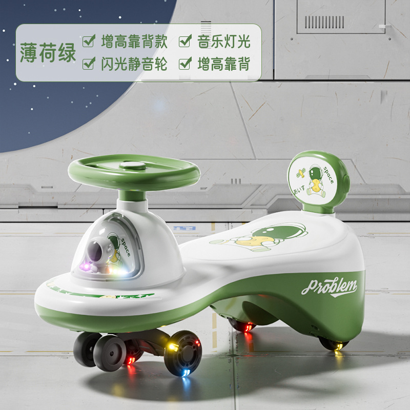 Niños de 1 - 3 años de edad anti-rollover astronauta coche oscilante con empuje de la mano de la música rueda flash patinaje bebé image 11