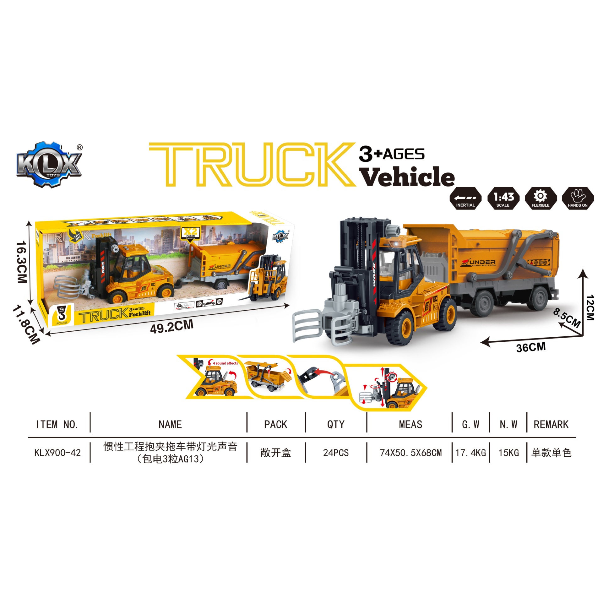 Camión de ingeniería inercial para niños, excavadora de juguete, excavadora, carretilla elevadora, carretilla elevadora, modelo de automóvil, excavadora de niño