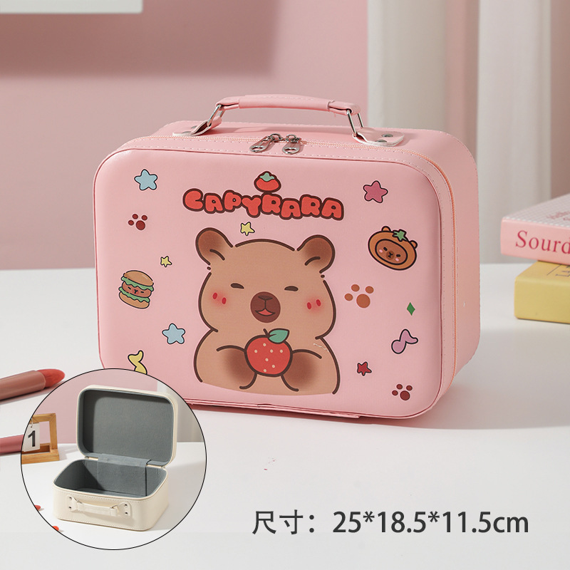 Caja de maquillaje de gran capacidad, bolsa de maquillaje portátil, caja de almacenamiento portátil, diseño de nicho de cosméticos multifuncional