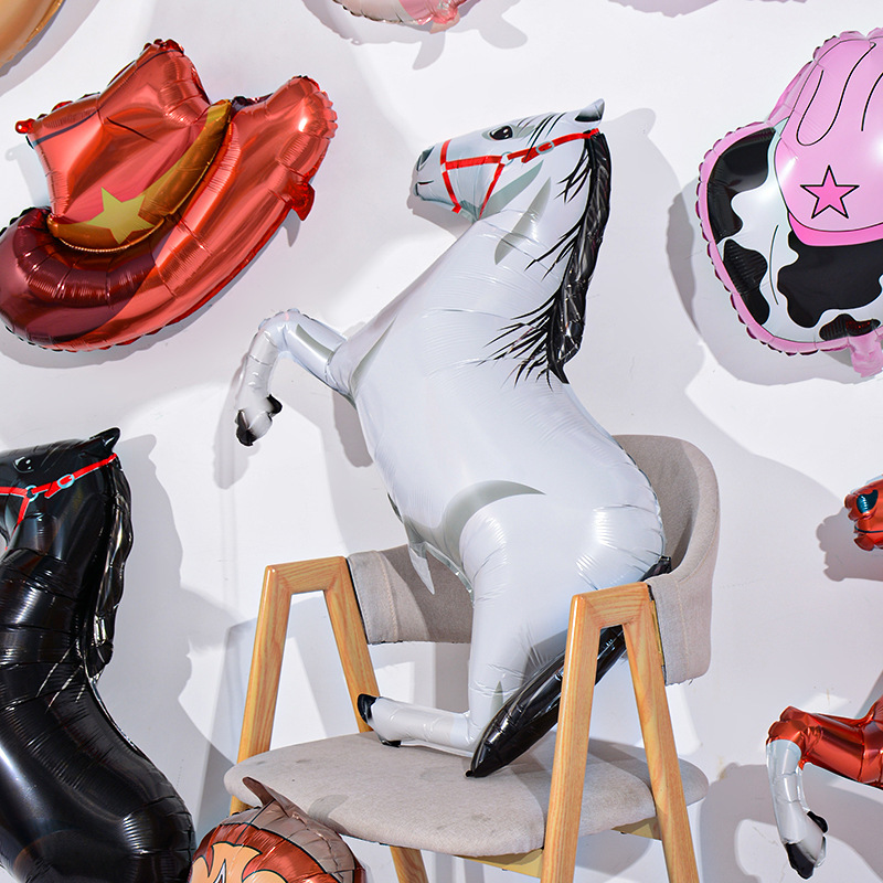 Globos de aluminio con motivos de caballos para decoraciones temáticas de vaqueros y del oeste, carreras de caballos y decoraciones para fiestas. image 3