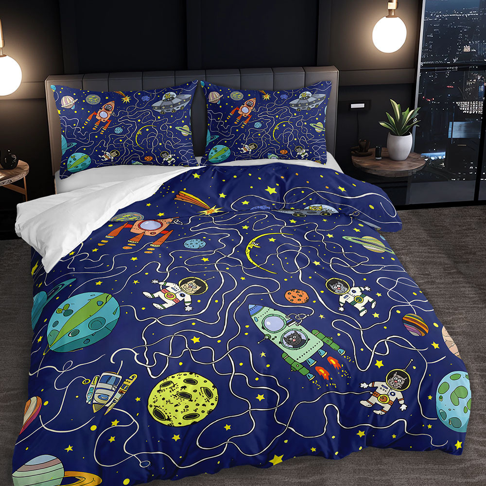 Transfronterizo textil doméstico astronauta suave impresión digital abrasión quilt kit fuente soporte de fábrica TEMU / JIT
