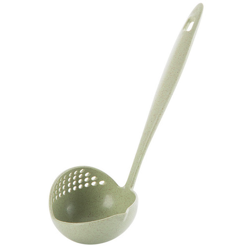 Wheat straw colander, long-handled plastic large spoon, colander, two-in-one practical tableware, hot pot oil leaking spoon