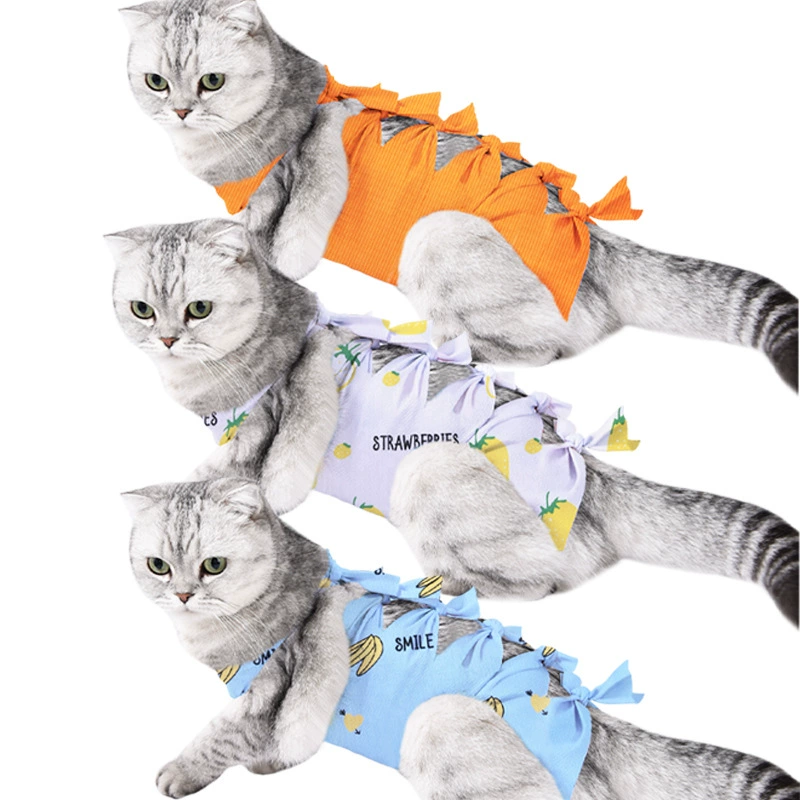 Одежда для стерилизации кошек, одежда для отлучения котят от груди, одежда для домашних животных после операции, предотвращающая лизание, хирургическая одежда с ремешком для котов, дышащая одежда для отлучения от груди.