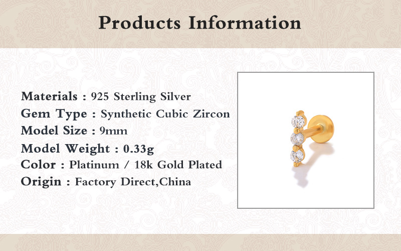 Fashion Solid Color Sterling Silver Plating Inlay Zircon Ear Studs 1 Piece display picture 5