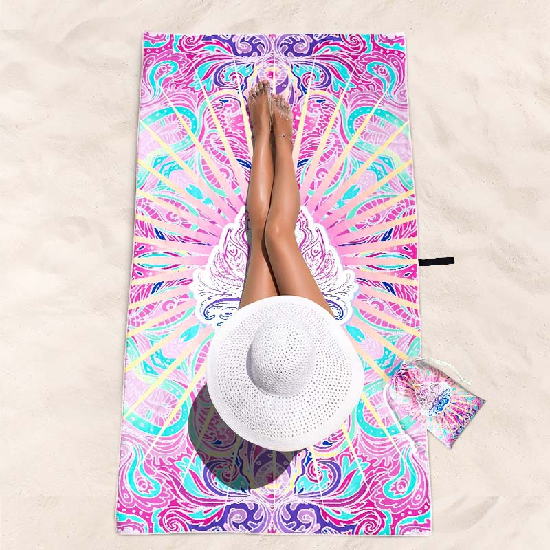 Toalla de playa impresa para adultos en stock toalla de baño de playa de terciopelo de doble cara de microfibra toalla de playa de secado rápido absorbente toalla de playa