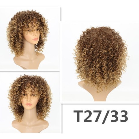 Europa y América pelucas de cabello rollo africano de fibra de fibra química de alta temperatura para mujeres fabricantes de venta caliente