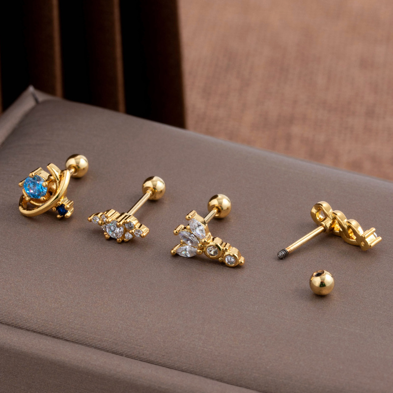 Henson New Zircon Earbone Studs Stainless Steel Thin Rod Double Head Screws Twisted Ball Fashion Versatile Cartilage_voghion.com