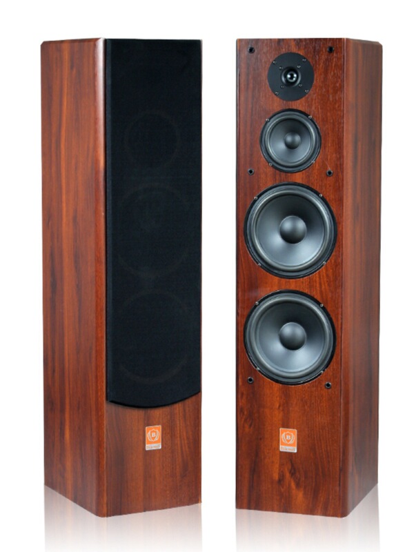 Hifi Speaker Passive Wooden Three-Way Floor-Standing Speaker 80W Dual 8inch Bass Speakers for Living Room Home Theater Karaoke