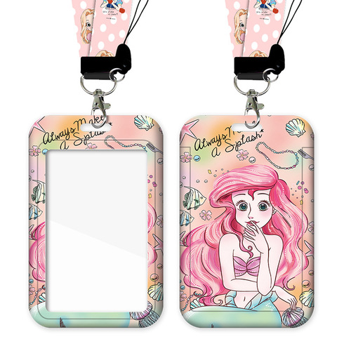 Cartoon animation card holder student bus card listing factory tag with long lanyard work permit card access control card meal card holder