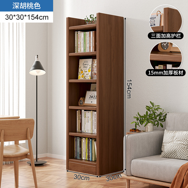 Estantería de madera, librero estrecho junto al escritorio, mueble de pared, armario de almacenamiento, vitrina, estantería de almacenamiento para sala de estar, mueble de pie. image 9
