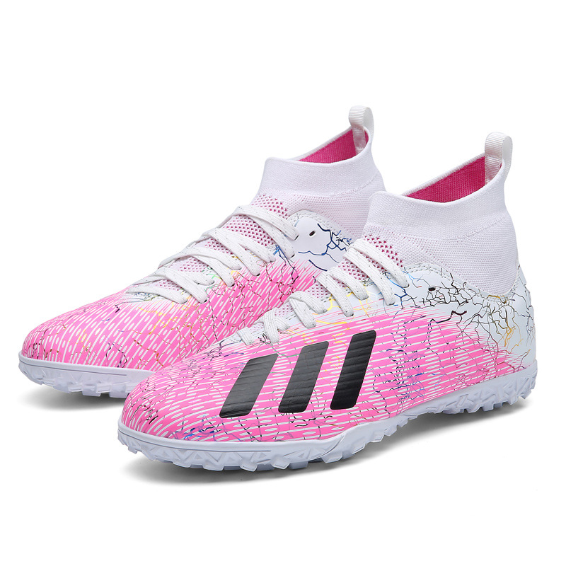 Fabricante más tamaño zapatos de fútbol de los hombres de alta superior artificial hierba rota uñas Pato Mandarín zapatos adolescentes estudiantes transpirable zapatos de entrenamiento