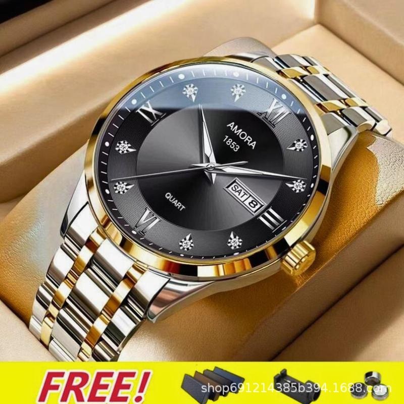 Authentic High-End English Calendar Luminous Large Dial Fully Automatic Non-Mechanical Waterproof Watch Exclusively for Men for Cross-Border Sales