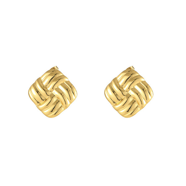 Brand geometric earrings stainless steel with pigtail