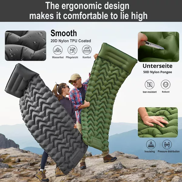 Cross-Border Widened Inflatable Mattress Portable Camping Inflatable Mat Outdoor Foot-Operated Inflatable Mat Outdoor Tent Mattress