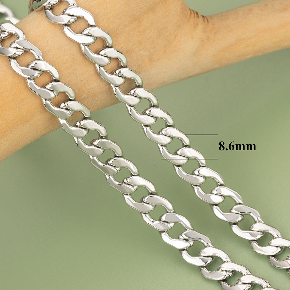 Polished Finish 1 Piece Copper 18K Gold Plated Cuban Link Chain Curb Chain Polished 5mm Jewelry Accessories