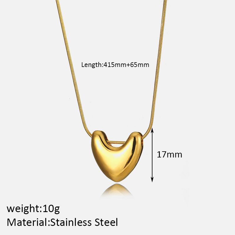 13g Weight 14K Gold Plated Plating Material 304 Stainless Steel Pendant Material Pendant Necklace Classification 304 Stainless Steel Chain Material 1 Piece Quantity Casual, Daily Occasion 304 Stainless Steel Material Heart Shape Pattern Women's Gender Simple Style Style Wholesale Jewelry Simple Style Heart Shape 304 Stainless Steel 14K Gold Plated Pendant Necklace 无