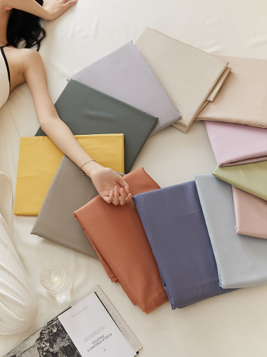 Summer Solid Color Tencel Lyocell Sheet Set Single Piece Silk-like Smooth Bare Sleep Ice Silk Pillowcase Three-Piece Set
