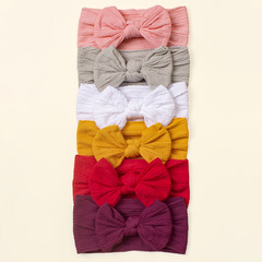 Soft Plush Nylon Children's Headband with 6 European and American Color Combinations Baby Bow Hairband Girls Wide Scarf