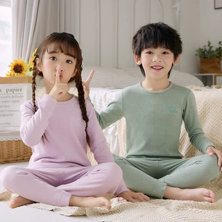 冬季新款儿童羊毛蚕丝保暖内衣套装男女童秋衣秋裤学生无骨家居服
