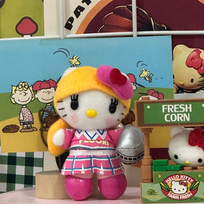 黑色草帽kitty帽宝宝挂件爱心扣公仔玩偶可爱赫本风挂饰钥匙扣|undefined