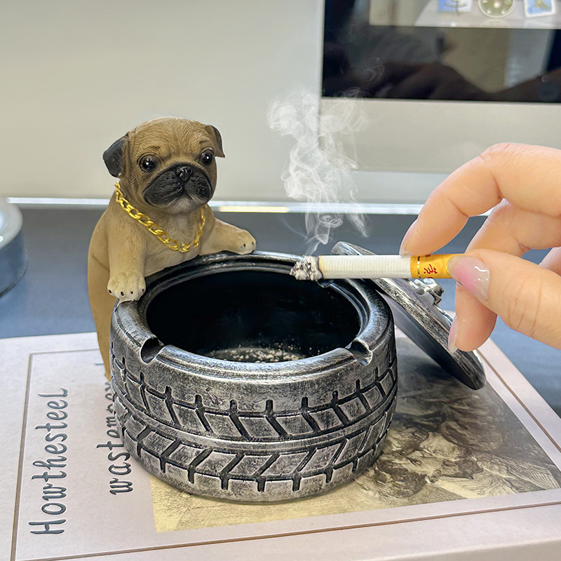 クリエイティブでパーソナライズされた富を呼ぶオオハシ犬灰皿ホームリビングルームオフィスデスクトップハイエンド飛散防止灰皿|undefined
