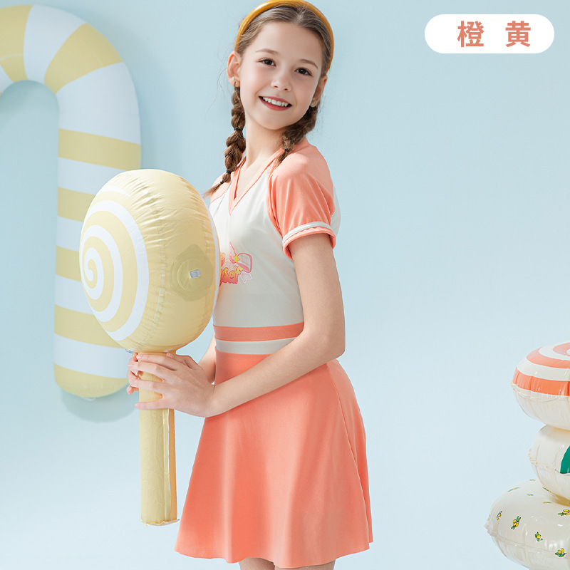 [Traje de baño de niña grande y niña Liquidación con pérdidas] Traje de baño para niños, falda de una pieza, traje de baño de estilo occidental lindo dividido