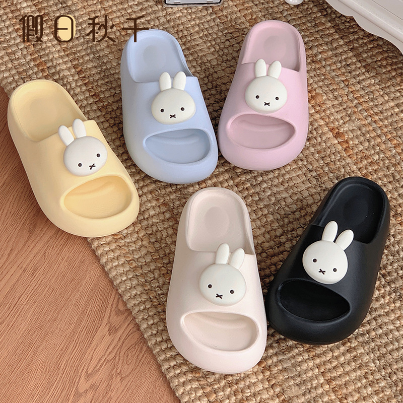 Popular Cartoon Miffy Rabbit 5cm Thick-Soled Slippers for Women, Summer Outdoor Wear, Soft-Soled Home Non-Slip Indoor Slippers, Dropshipping