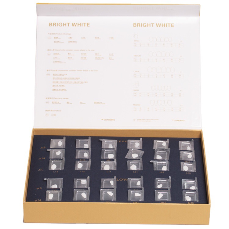 Carillas dentales de porcelana compuesta tipo supermodelo, sin necesidad de tomar impresiones, carillas dentales preformadas, 30 piezas, juego de carillas de porcelana compuesta