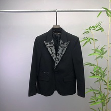 欧美商务休闲新款 PP领面斑点图案烫钻西装西服外套 平替跨境欧货