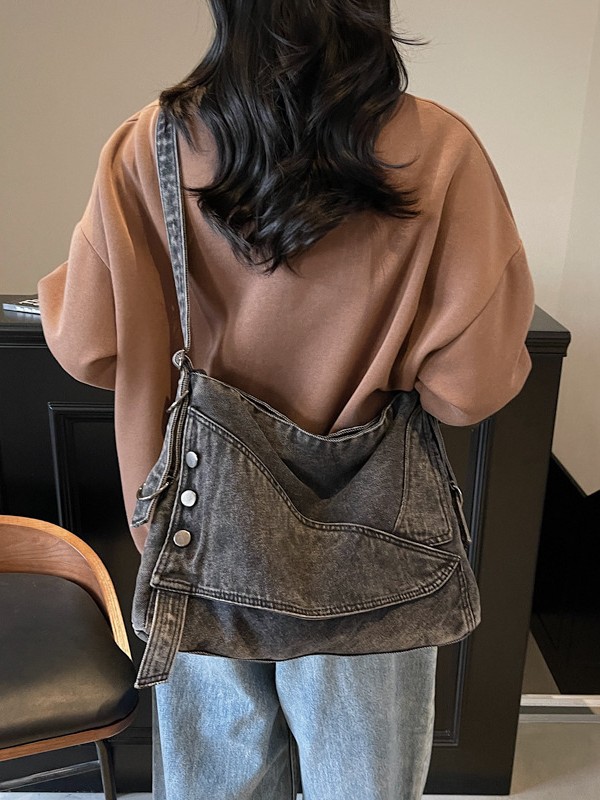 Bolso de mezclilla de gran capacidad para mujer 2025 verano nuevo estilo coreano retro bandolera bolso de viaje casual