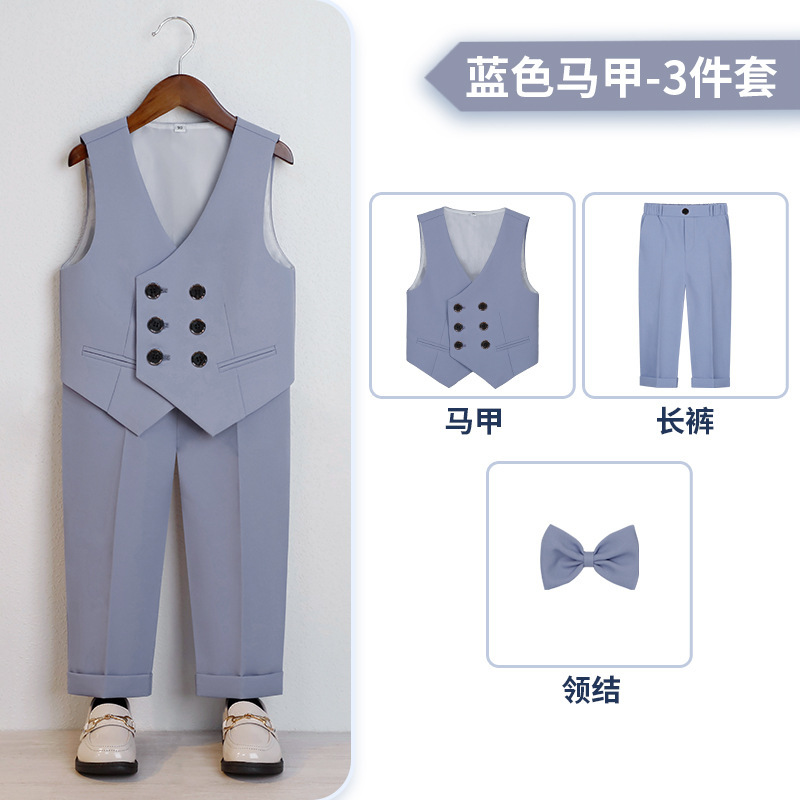 Vestido DE LOS NIÑOS guapo chico británico Caballero estilo traje de los niños pequeño traje de piano host traje de rendimiento