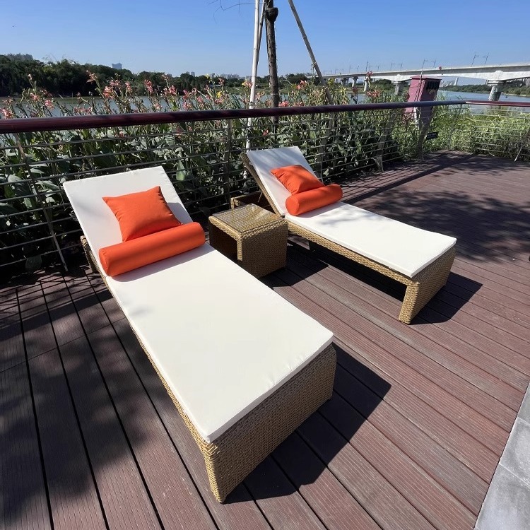 Cama al aire libre sillón a prueba de agua y protección solar piscina de playa villa patio jardín terraza sombrillas silla de caña