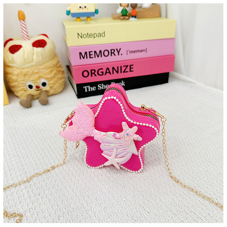 120g Weight Zipper Closure Type Single Shoulder Strap Strap Type Crossbody Bag Bags Type Casual, Holiday Occasion PVC Material Mermaid, Bow Knot Pattern All Seasons Season Kid'S Gender Cute Style Pentagram Shape Kid'S PVC Mermaid Bow Knot Cute Pentagram Zipper Crossbody Bag 30