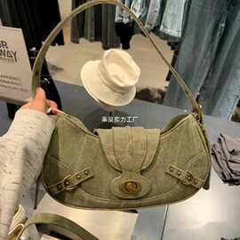 腋下包复古辣妹废土风夏季包包女2025新款百搭斜挎帆布包马鞍包