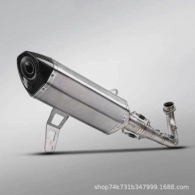 Zontes 368G/E Modified Exhaust Pipe Front Section and Tailpipe, Zontes 400g Dedicated Exhaust, Non-Destructive Installation (Motorcycle exhaust pipe) - full-section-titanium-alloy-a