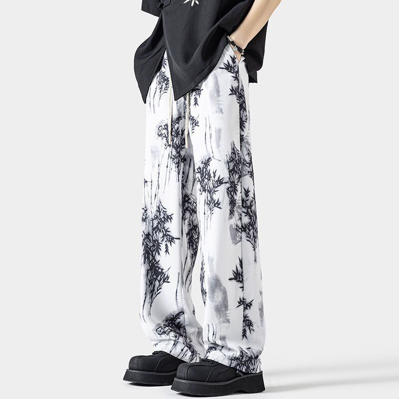 Ink Painting Chinese Fashion Sports Pants Men's Thin Chinese Style New Chinese Style Loose All-match Straight Pants Ink Painting Chinese Fashion Sports Pants Men's Thin Chinese Style New Chinese Style Loose All-match Straight Pants