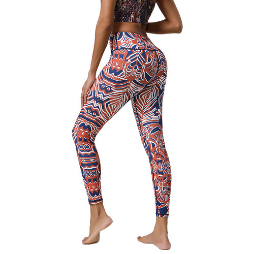 Ecode New Women's Nudist Print Leggings Yoga Pants Slim Cross-border Amazon Sports Fitness Yoga Pants
